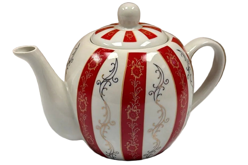 PORCELAIN TEAPOT RED 9"