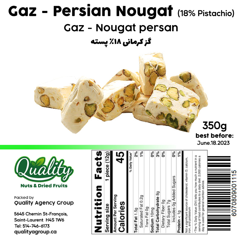 Gaz - Persian Nougat (18% Pistachio) (350g)